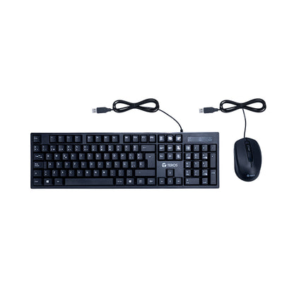 Kit Teclado y Mouse TEROS TE-5015S USB Español Negro con Mouse 1200 DPI