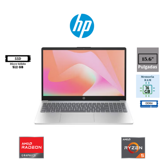 Laptop HP 15-fc0356la Ryzen 5 7530U 16GB RAM 512GB SSD 15.6" FHD FreeDOS Azul