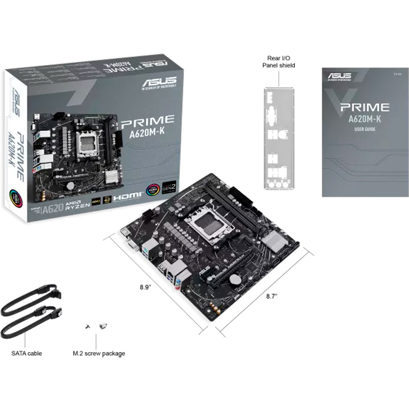 Placa Madre ASUS PRIME A620M-K AM5 DDR5 AMD A620 PCIe 4.0 M.2 Micro ATX