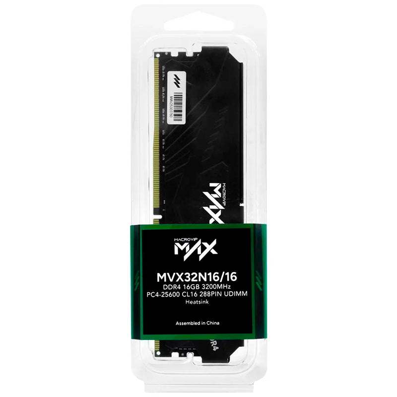 Memoria RAM MACROVIP Max 16GB DDR4 3200MHz CL16 UDIMM PC4-25600 Negro