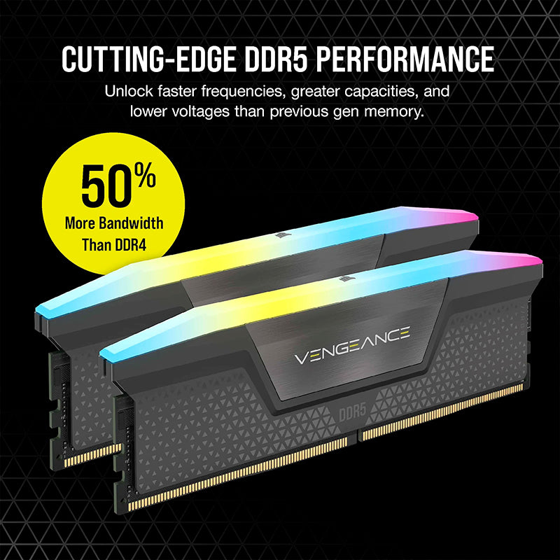 Memoria RAM Corsair Vengeance RGB 64GB 2x32GB DDR5 5600MT/s CL40 AMD EXPO Gris
