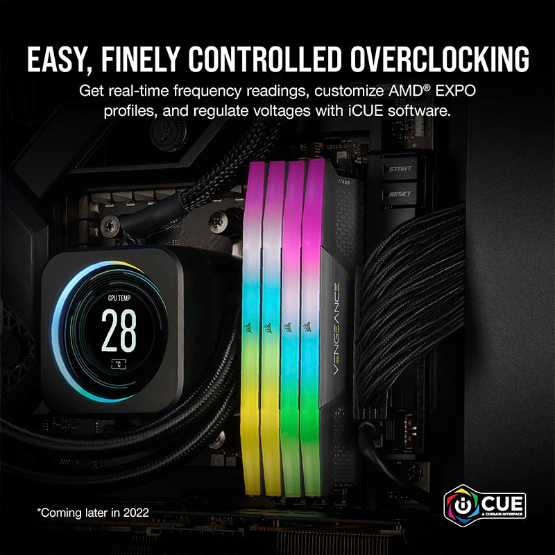 Memoria RAM Corsair Vengeance RGB 64GB 2x32GB DDR5 5600MT/s CL40 AMD EXPO Gris