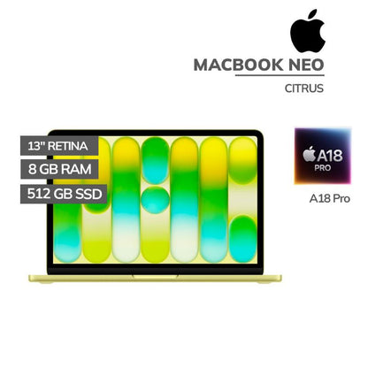 Laptop Apple MacBook Neo 13 (2026) A18 Pro 8GB RAM 512GB SSD 13" Touch ID macOS Citrus