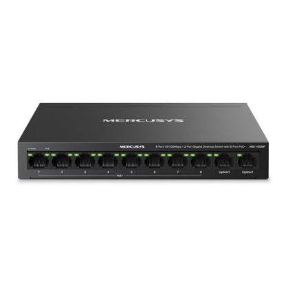 Switch PoE+ Mercusys MS110CMP 10 Puertos 8 Fast Ethernet + 2 Gigabit 115W