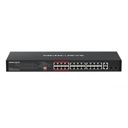 Mercusys MS126CP Switch PoE+ 24 Puertos Fast Ethernet + 2 Gigabit 295W Rack