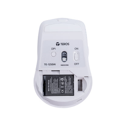 Mouse Inalámbrico Teros TE-1250AI IA Bluetooth USB-C 3200 DPI 8 Botones Blanco