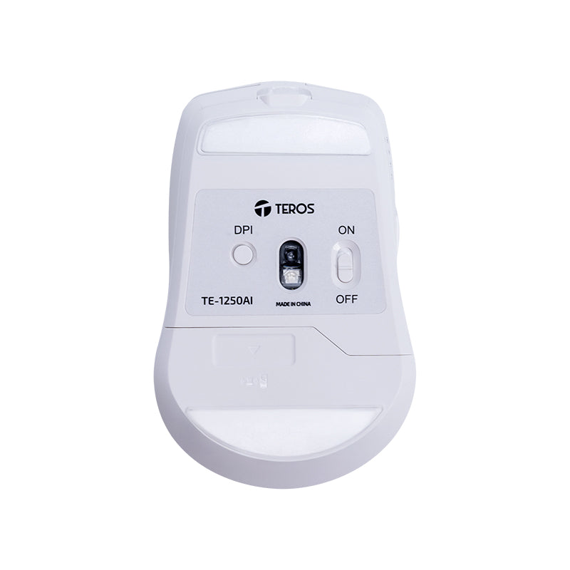 Mouse Inalámbrico Teros TE-1250AI IA Bluetooth USB-C 3200 DPI 8 Botones Blanco