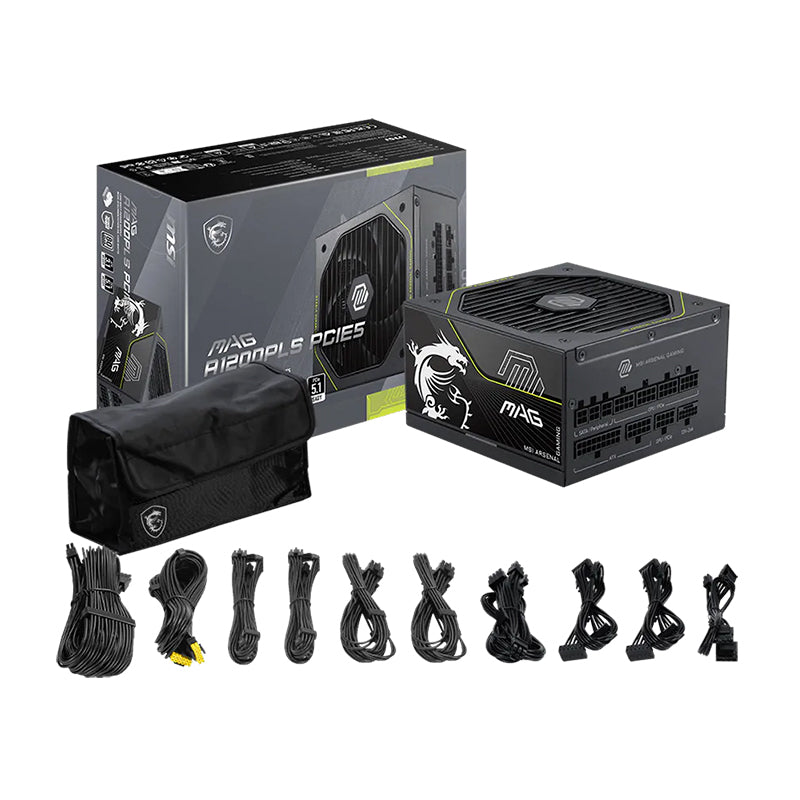 Fuente de Poder MSI MAG A1200PLS PCIe 5.1 1200W 80 Plus Platinum Modular ATX