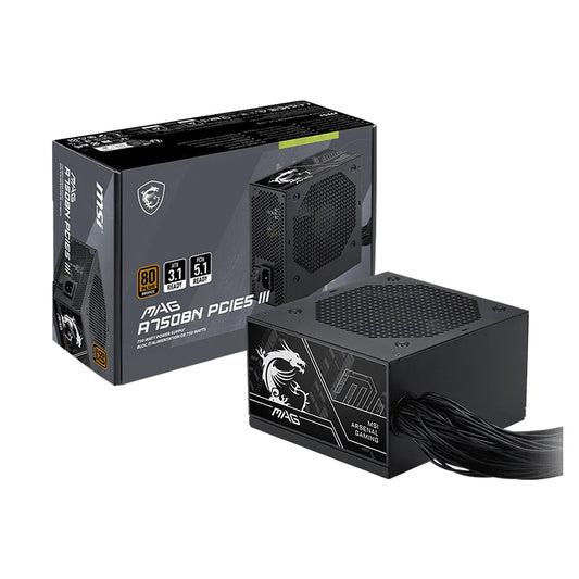 Fuente de Poder MSI MAG A750BN PCIE5 III 750W 80 Plus Bronze ATX PCIe 5.1