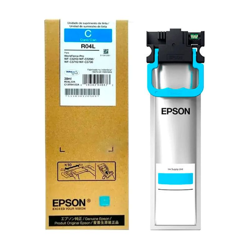 Bolsa de Tinta Epson T941220-AL Cyan Original para WorkForce Pro WF-C5290 WF-C5790