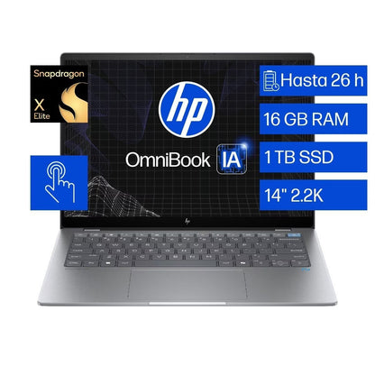 Laptop HP OmniBook X 14-fe0000la Snapdragon X Elite 16GB RAM 1TB SSD 14" 2.2K Touch Windows 11 Home