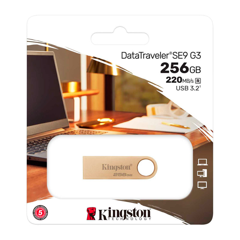 Memoria USB Kingston DataTraveler SE9 G3 256GB USB 3.2 Gen 1 Alta Velocidad 220MB/s Dorado