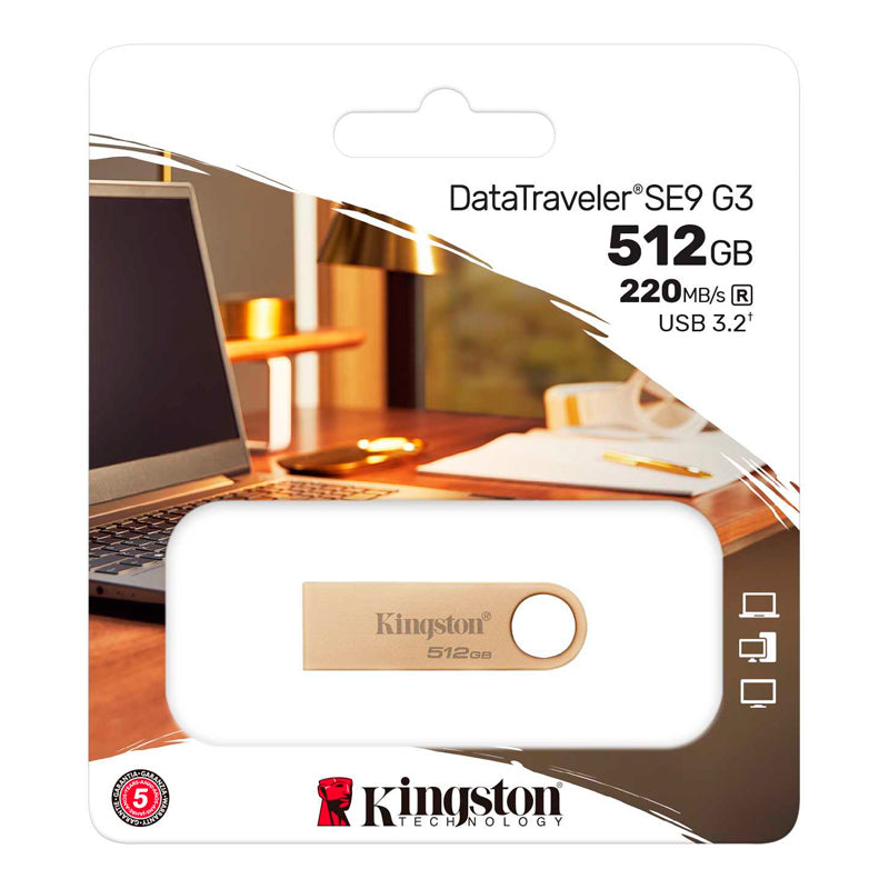 Memoria USB Kingston DataTraveler SE9 G3 512GB USB 3.2 Gen 1 Tipo-A 220MB/s Dorado