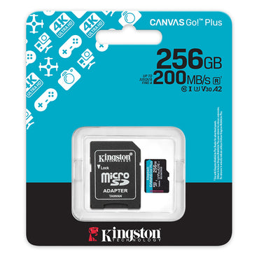 Memoria MicroSD Kingston Canvas Go! Plus 256GB U3 V30 con Adaptador SD