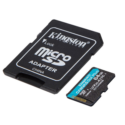 Memoria MicroSD Kingston Canvas Go! Plus 64GB U3 V30 con Adaptador SD