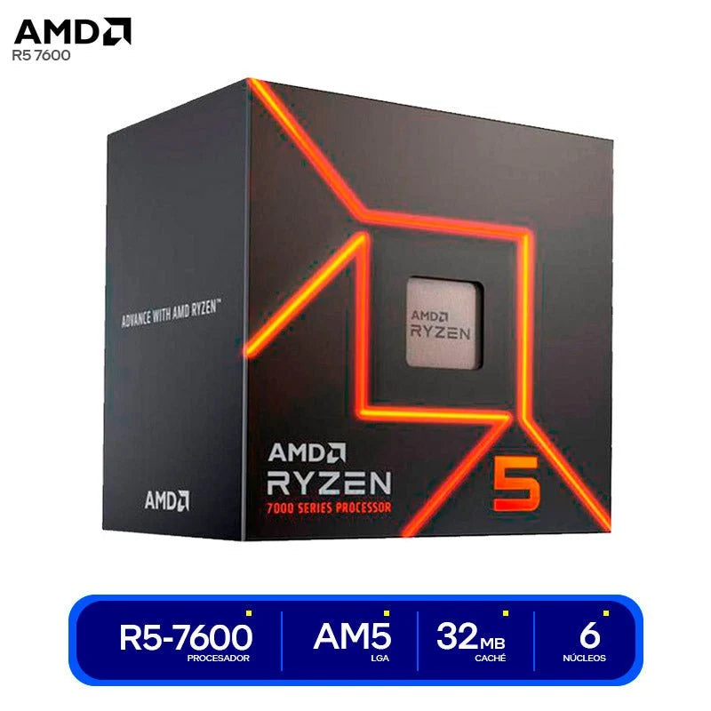 Procesador AMD Ryzen 5 7600 6 Núcleos 12 Hilos 5.1GHz AM5 con Gráficos y Cooler