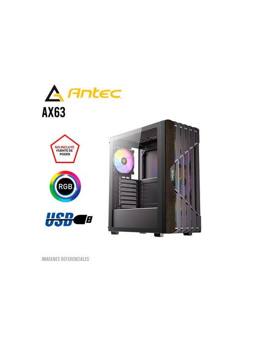 Case Antec AX63 Wood ARGB Mid Tower con 4 Ventiladores ARGB ATX