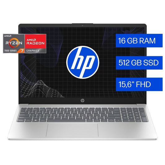Laptop HP 15-fc0372la Ryzen 7 7730U 16GB RAM 512GB SSD 15.6" FHD Windows 11 Home