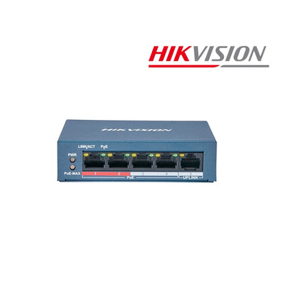 Switch Hikvision DS-3E0105P-E 4 Puertos PoE Fast Ethernet 10/100 Vigilancia
