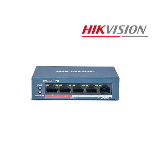 Switch Hikvision DS-3E0105P-E 4 Puertos PoE Fast Ethernet 10/100 Vigilancia