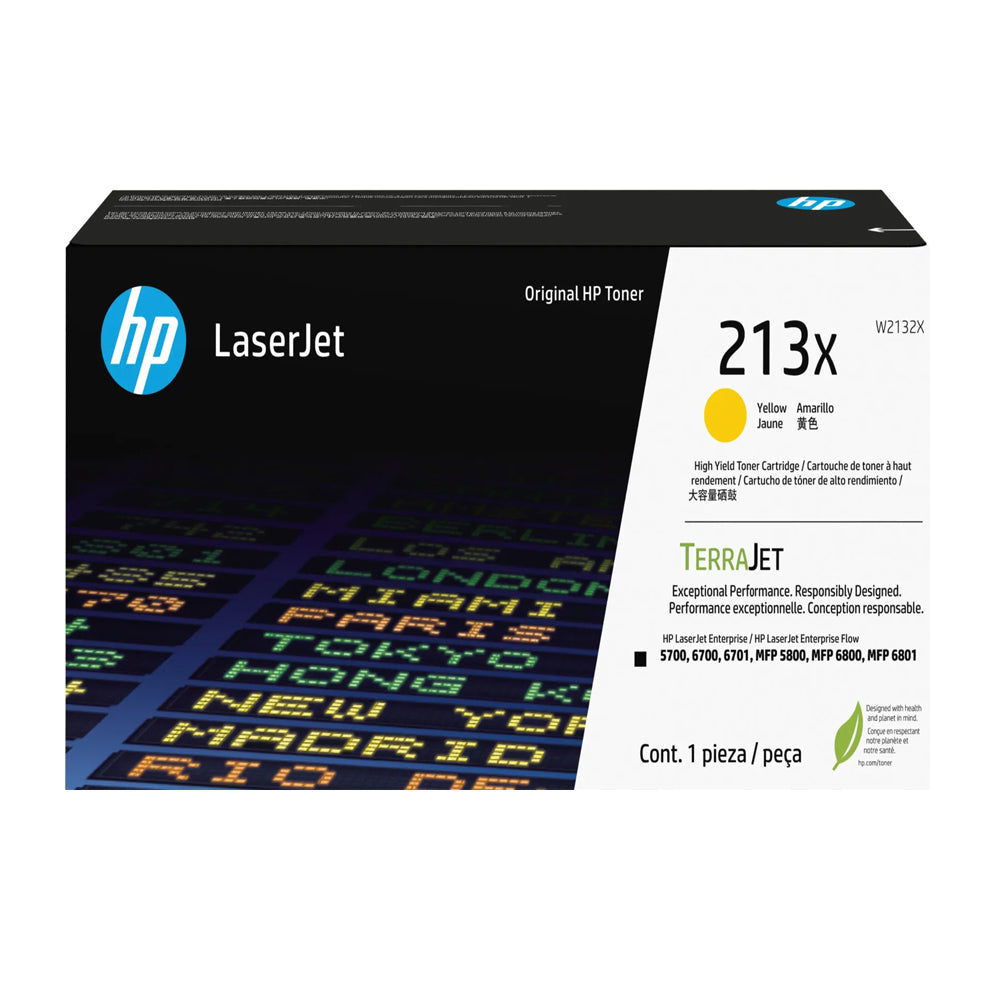 Tóner HP 213X Amarillo Original Alto Rendimiento W2132X para Color LaserJet Enterprise 5700 6700 6800
