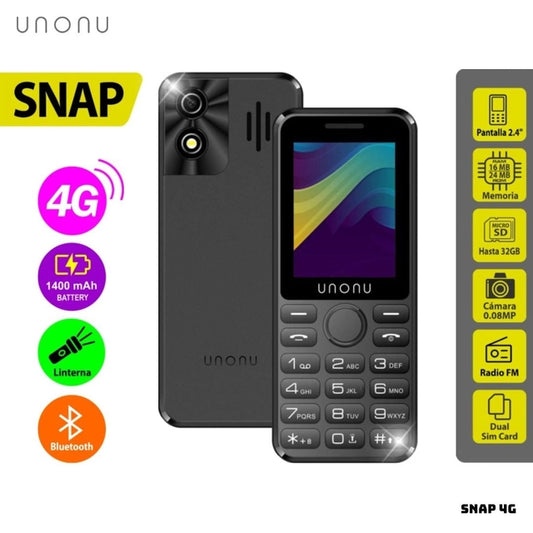 Celular UNONU SNAP 4G Dual SIM 2.4" Negro Básico