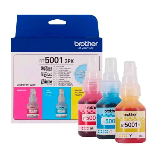 Pack de 3 Tintas Brother BT50013PK Cyan Magenta Yellow Original 48.8ml 5,000 Páginas