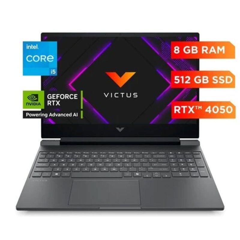 Laptop Gamer HP Victus 15-fa2018la Core i5-13420H 8GB RAM 512GB SSD RTX 4050 6GB 15.6" FHD 144Hz