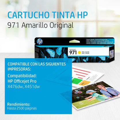 Tinta HP CN624AM 971 Yellow Original para OfficeJet Pro X451 X576