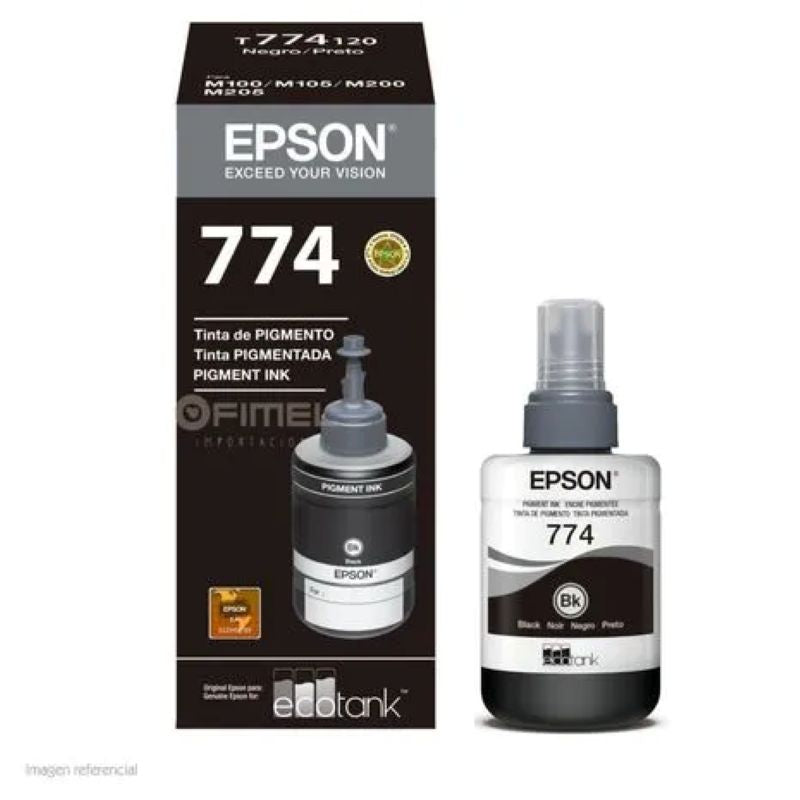 Botella de Tinta Epson 774 T774120 Negra 140ml para WorkForce M105 M205
