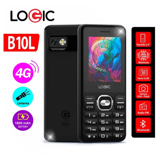 Celular LOGIC B10L 4G Dual SIM 2.4" Batería 1800 mAh Negro