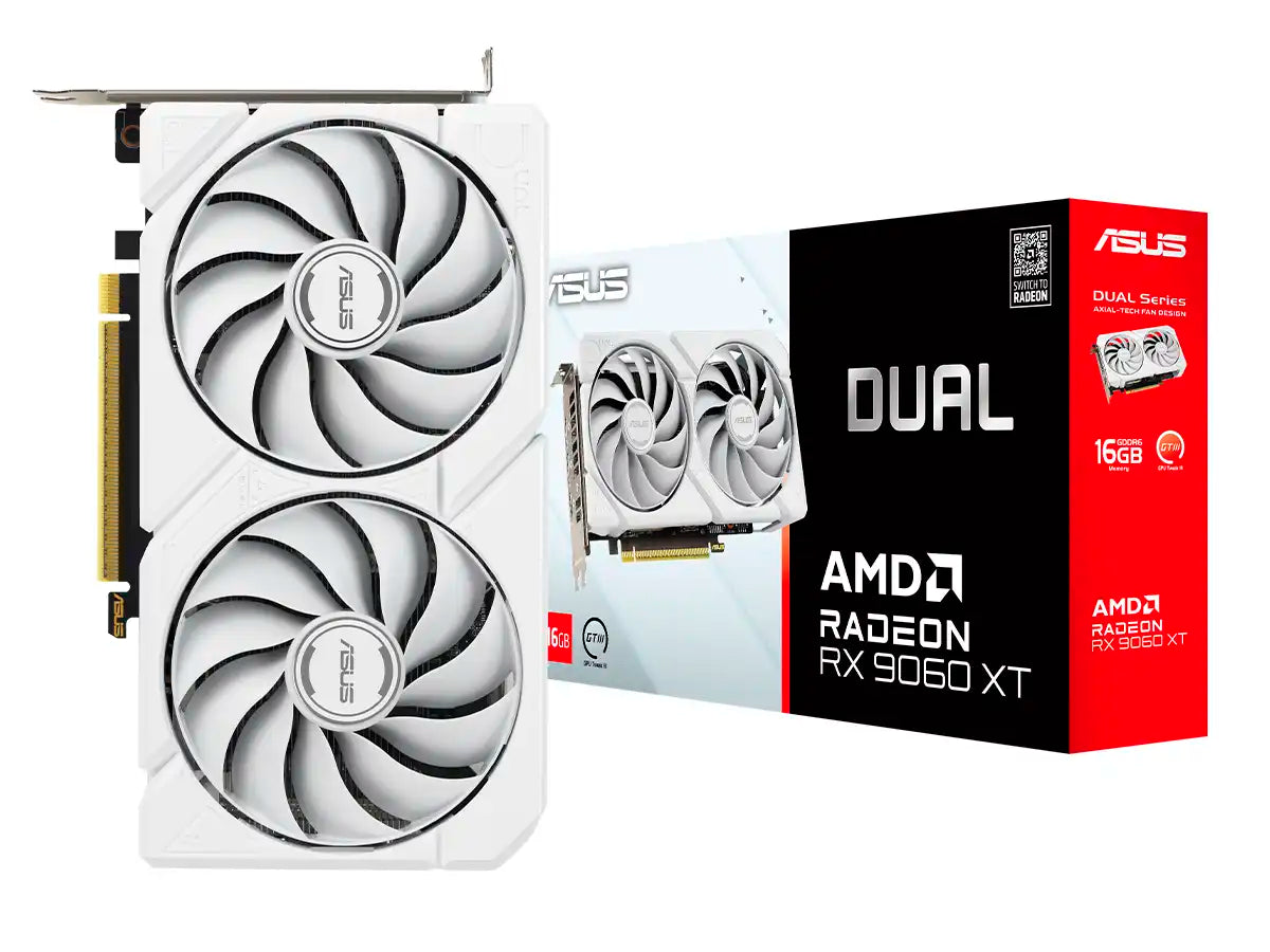 Tarjeta de Video ASUS Dual Radeon RX 9060 XT White OC 16GB GDDR6 PCIe 5.0 HDMI DisplayPort