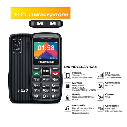 Celular Básico Blackphone F220 4G 48MB 128MB Dual SIM Grey Senior