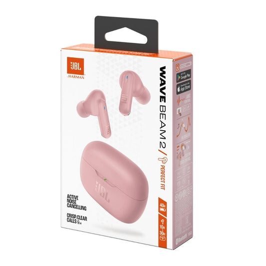 Auriculares Inalámbricos JBL Wave Beam 2 True Wireless Bluetooth 5.3 con Cancelación Activa de Ruido ANC Rosado