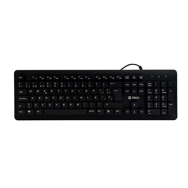 Teclado Lavable Teros TE-4065N USB IPX7 Español 105 Teclas Negro