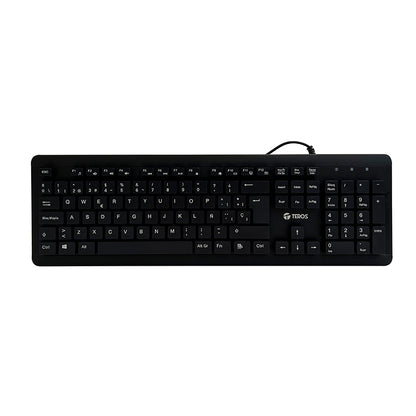 Teclado Lavable Teros TE-4065N USB IPX7 Español 105 Teclas Negro