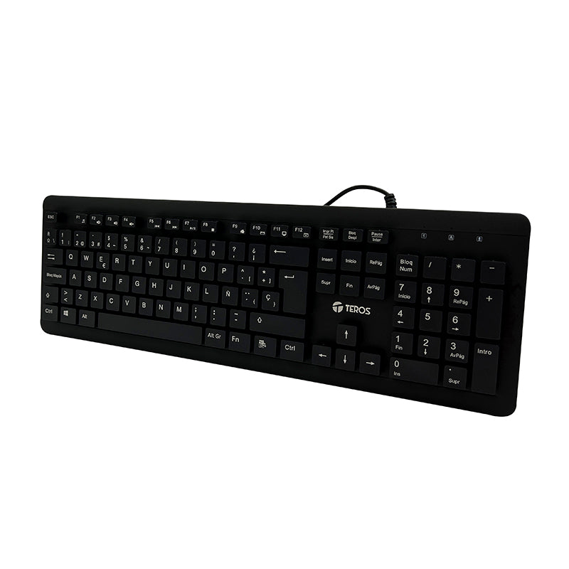 Teclado Lavable Teros TE-4065N USB IPX7 Español 105 Teclas Negro