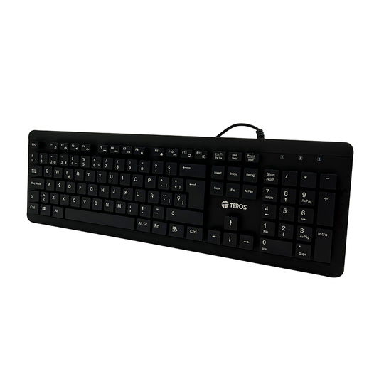 Teclado Lavable Teros TE-4065N USB IPX7 Español 105 Teclas Negro