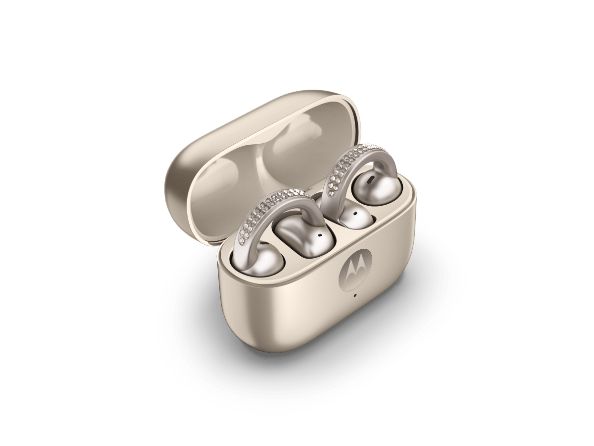 Audífonos Motorola Moto Buds Loop French Oak Swarovski Bluetooth Beige