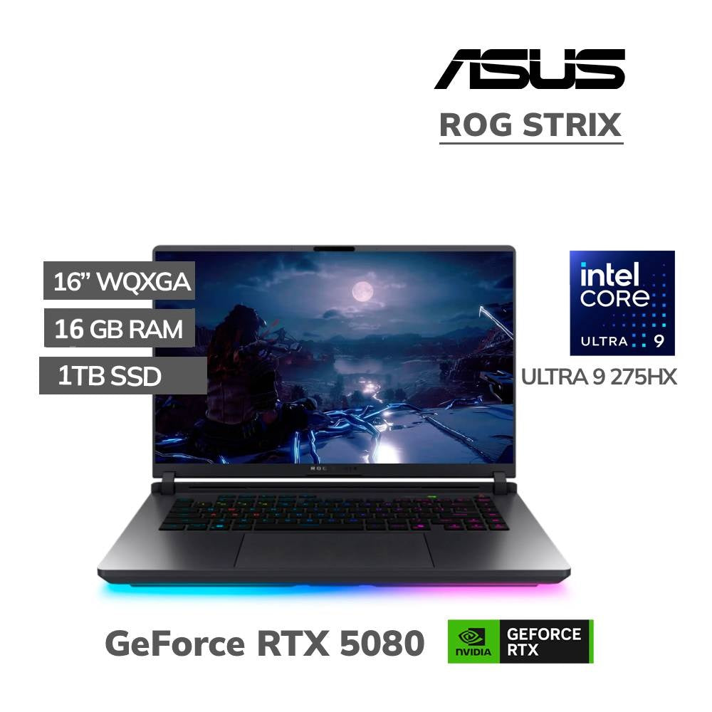 Laptop Gamer ASUS ROG Strix G16 16" WQXGA 240Hz Ryzen 9 16GB 1TB SSD RTX 5080 Windows 11