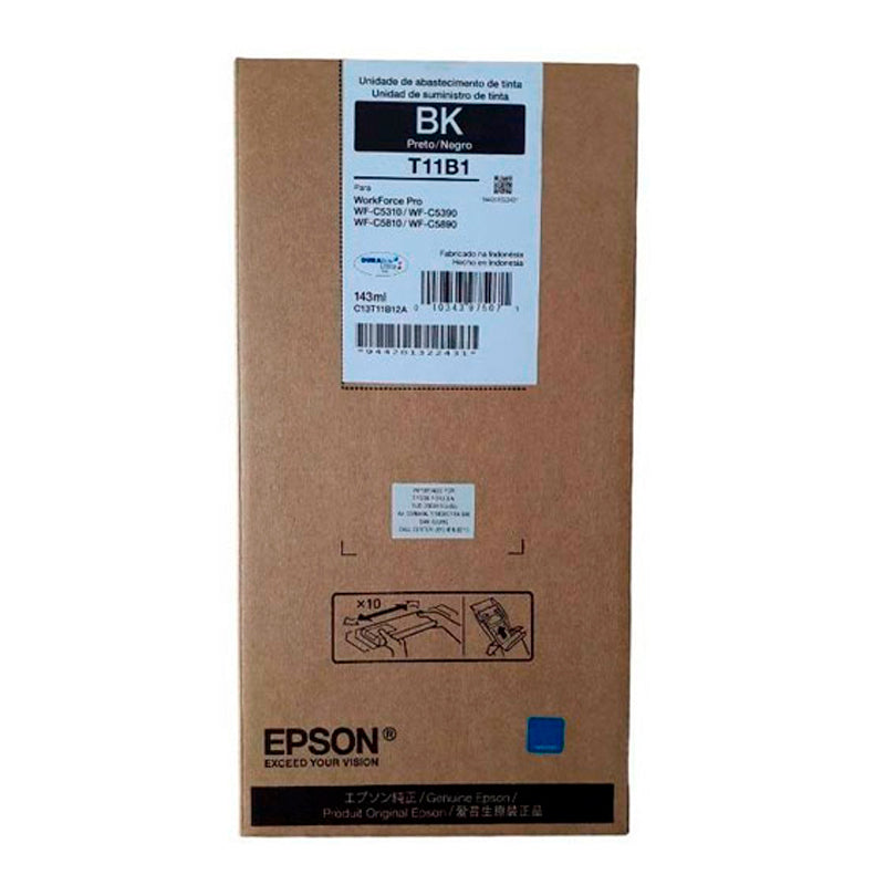 Bolsa de Tinta Epson T11B120-AL Negro 143ml 10,000 Páginas WorkForce Pro