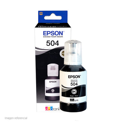 Botella de Tinta Epson T504120-AL Negra Original para Impresoras EcoTank
