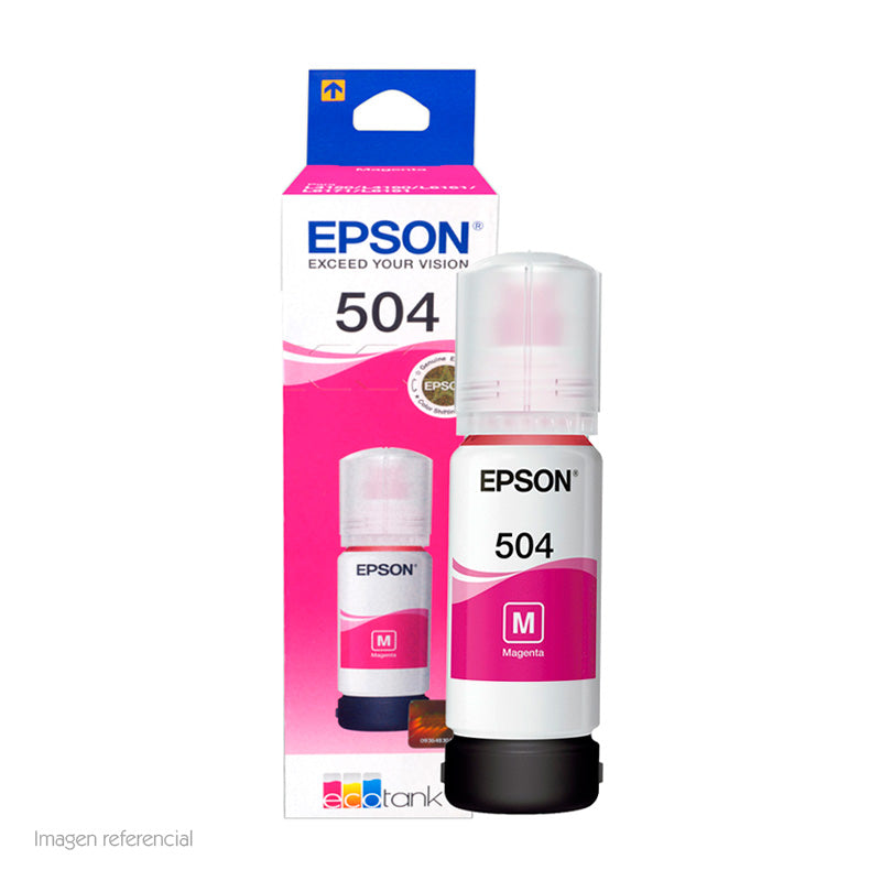 Botella de Tinta Epson T504 Magenta 70ml EcoTank L4160 L4260 L6171 L6270