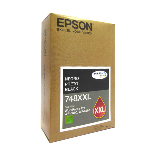 Cartucho de Tinta Epson 748XXL Negro T748XXL120 Extra Alta Capacidad para WorkForce Pro WF-6090 WF-6590