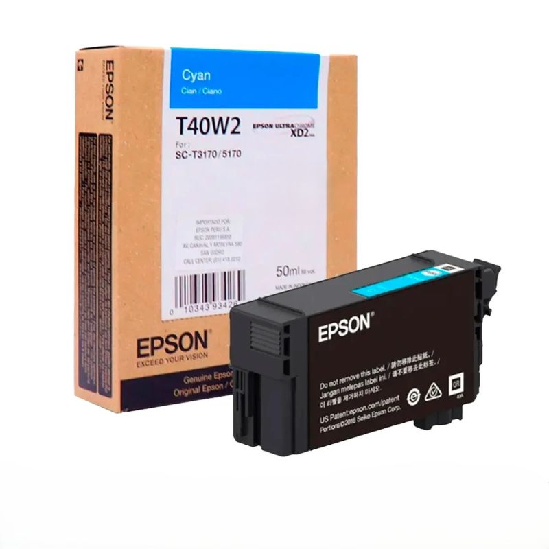 Cartucho de Tinta Epson T40W220 Cyan UltraChrome XD2 50ml para SureColor T3170 T5170