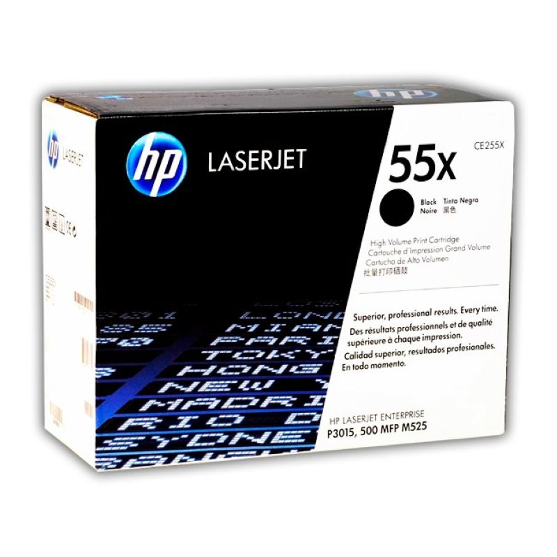 Tóner HP 55X Negro Original Alto Rendimiento CE255X para LaserJet Enterprise M525