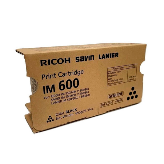 Tóner Ricoh 418477 Negro Original 25,500 Páginas para IM 600 IM 550F P 800 P 801