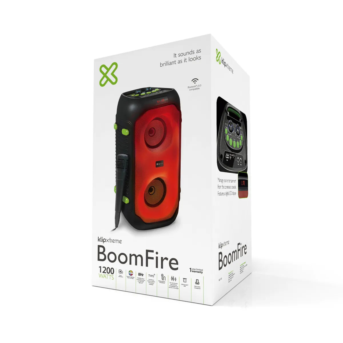 Parlante Portátil Klip Xtreme KLS-100 Bluetooth 80W RMS USB MicroSD TWS Negro