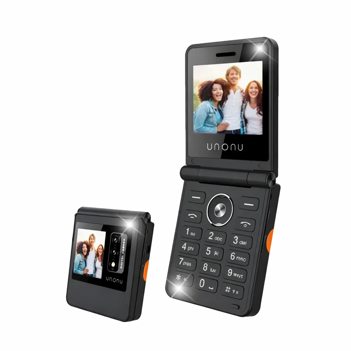 Celular UNONU UF1L Flip Phone 4G LTE Dual SIM 2.4" Negro