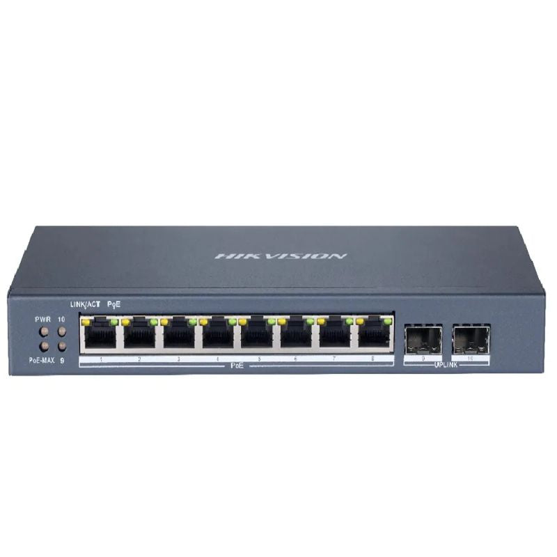 Hikvision DS-3E1510P-EI V2 Switch Smart PoE Gigabit 8 Puertos + 2 Uplink 110W